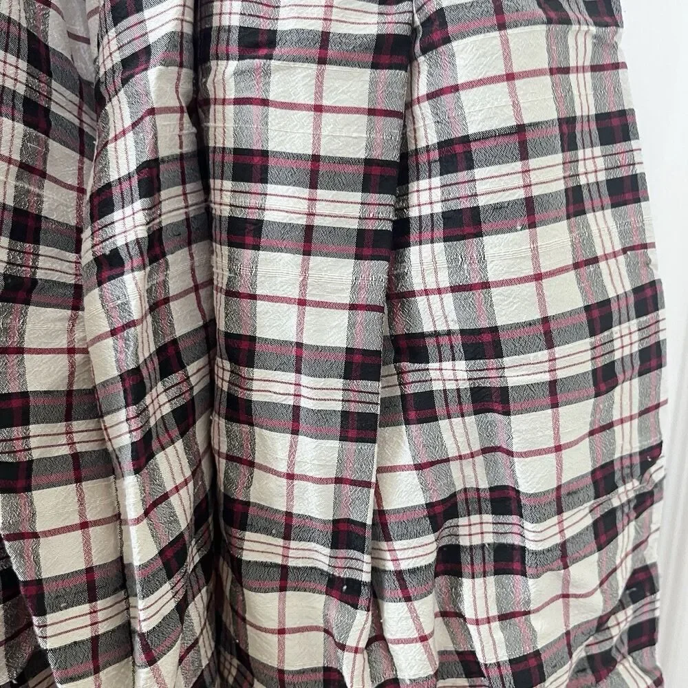Vintage Gymboree Plaid Silk Dress Velvet Peter Pan Collar Girls SZ 18-24 Months